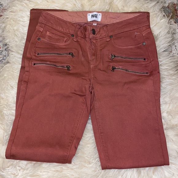 NEW PAIGE Red Clay Skinny Jeans - Picture 2 of 5